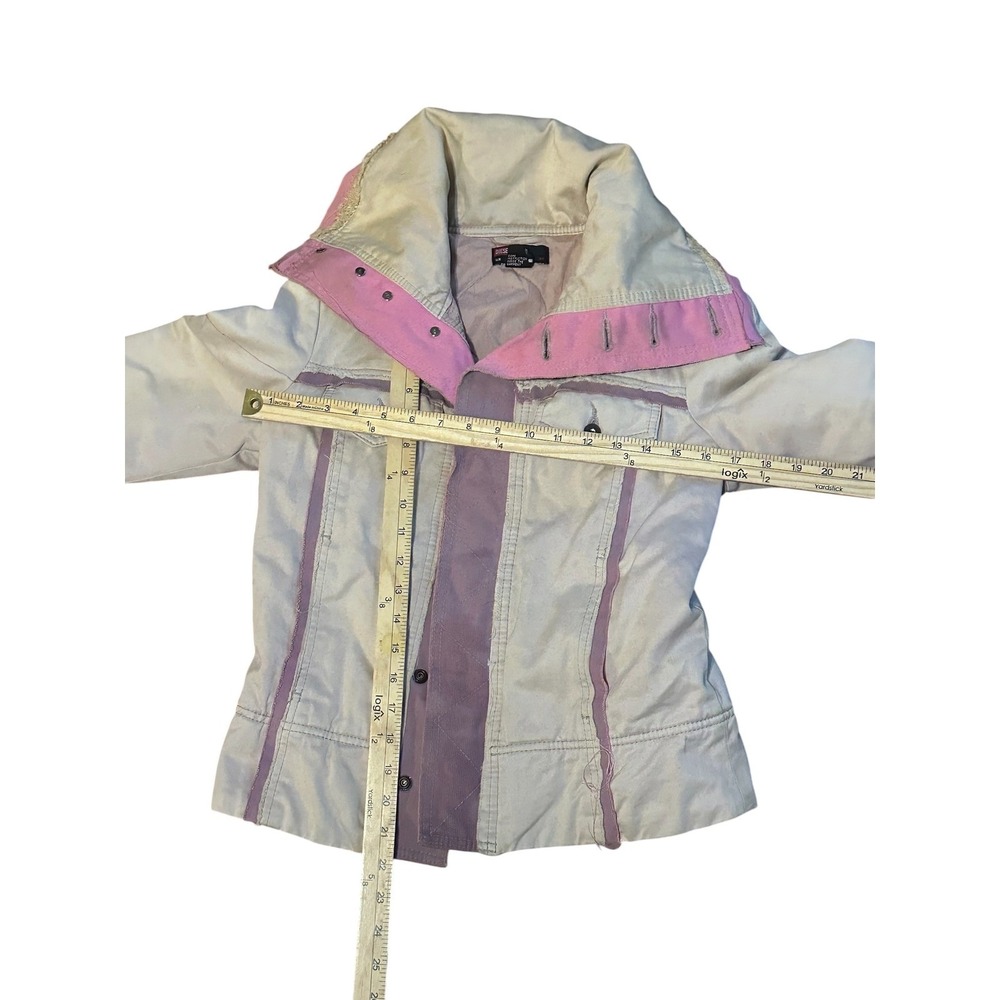 Vintage Diesel Womens Utility Jacket Tan Pink Raw Edge Cotton Distressed Size S - Picture 11 of 15